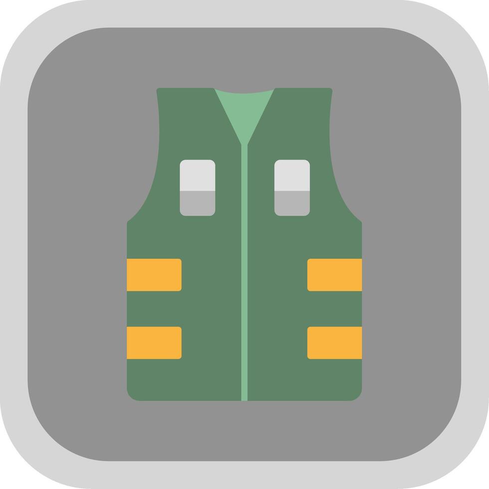 Bullet Proof Vest Flat Round Corner Icon vector