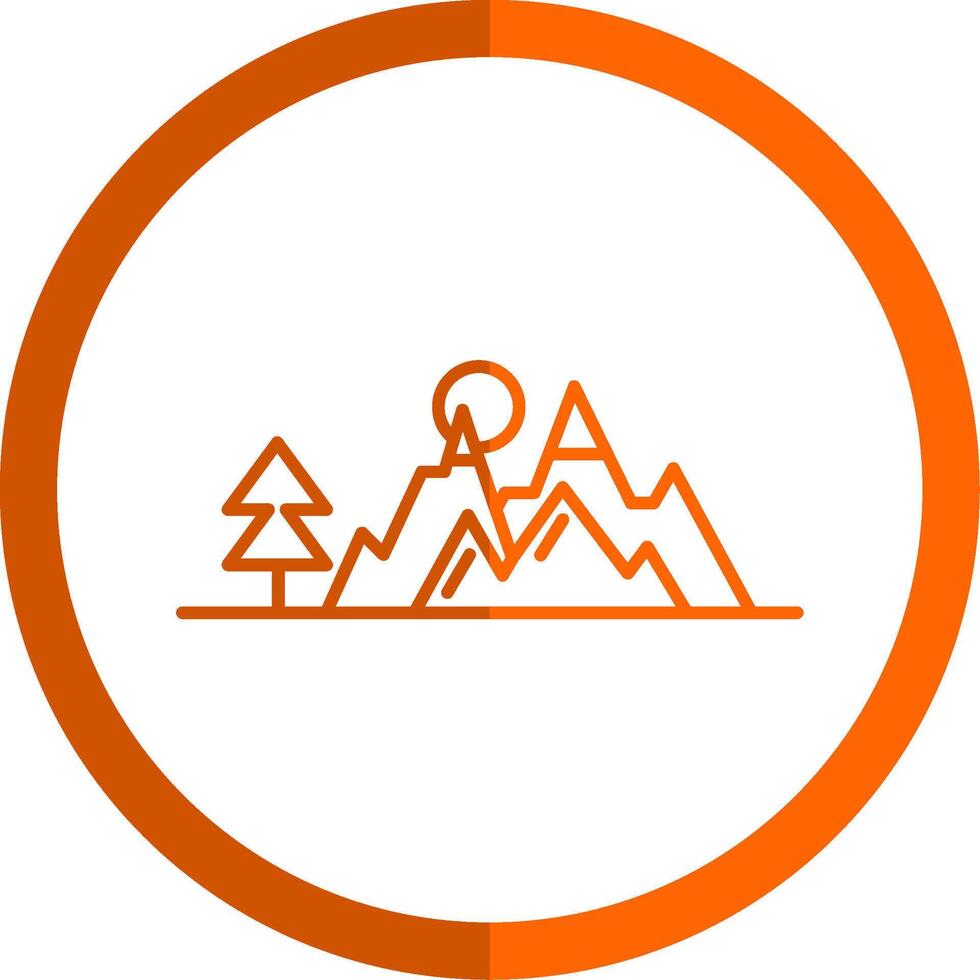 Mountains Line Orange Circle Icon vector