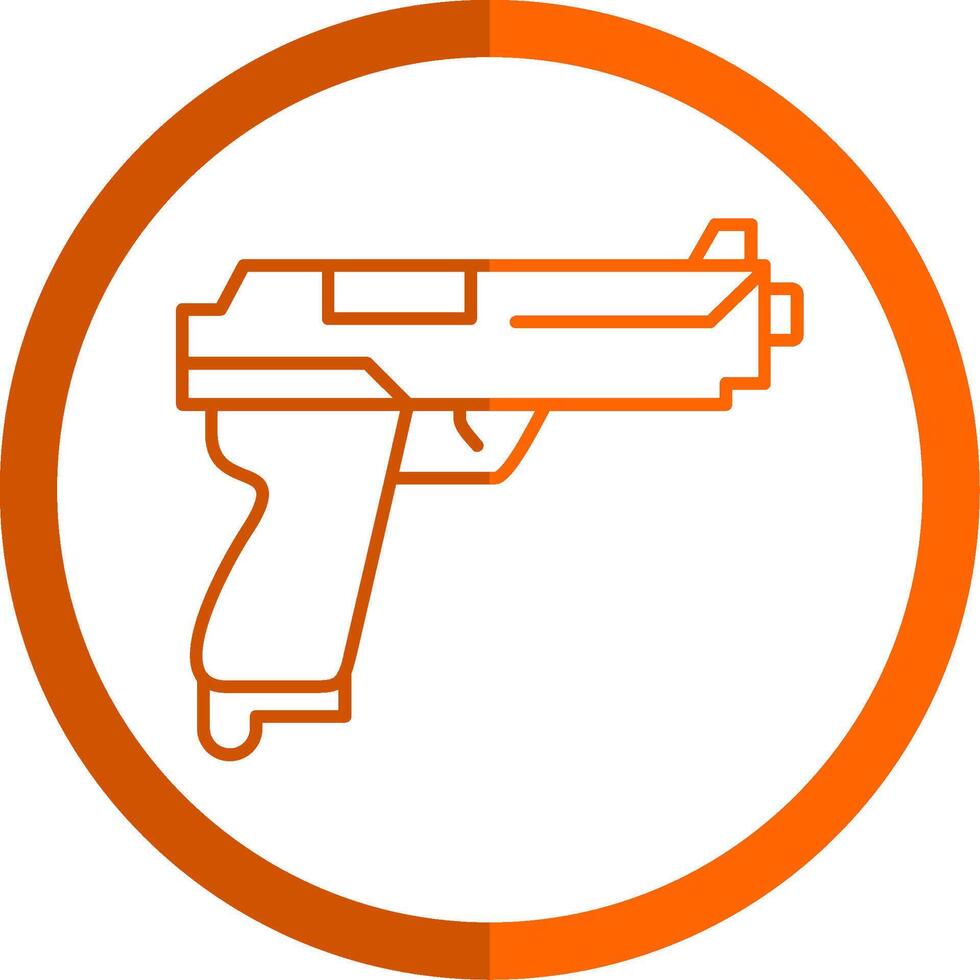 pistola línea naranja circulo icono vector