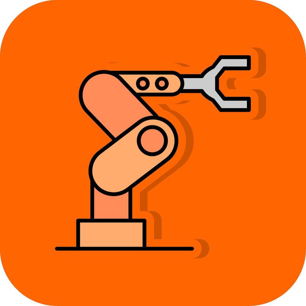 Industrial Robot Filled Orange background Icon vector
