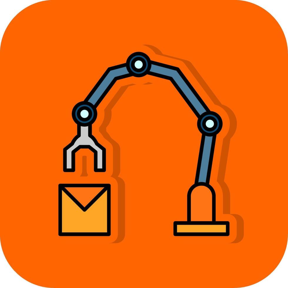industrial robot lleno naranja antecedentes icono vector