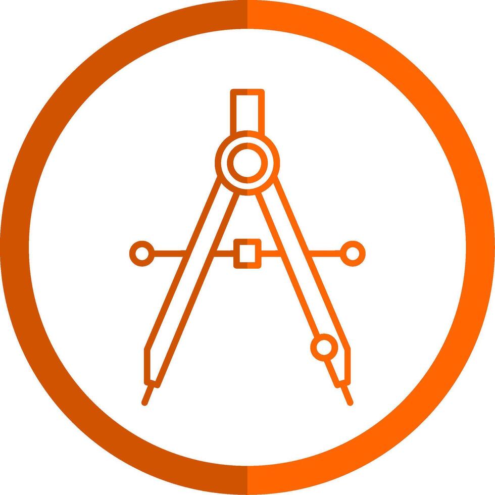 Drawing Compass Line Orange Circle Icon vector