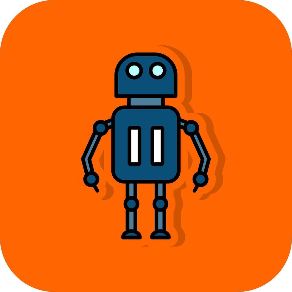 Robot Filled Orange background Icon vector