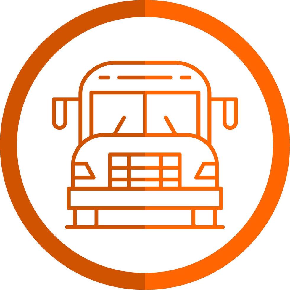 School Bus Line Orange Circle Icon vector