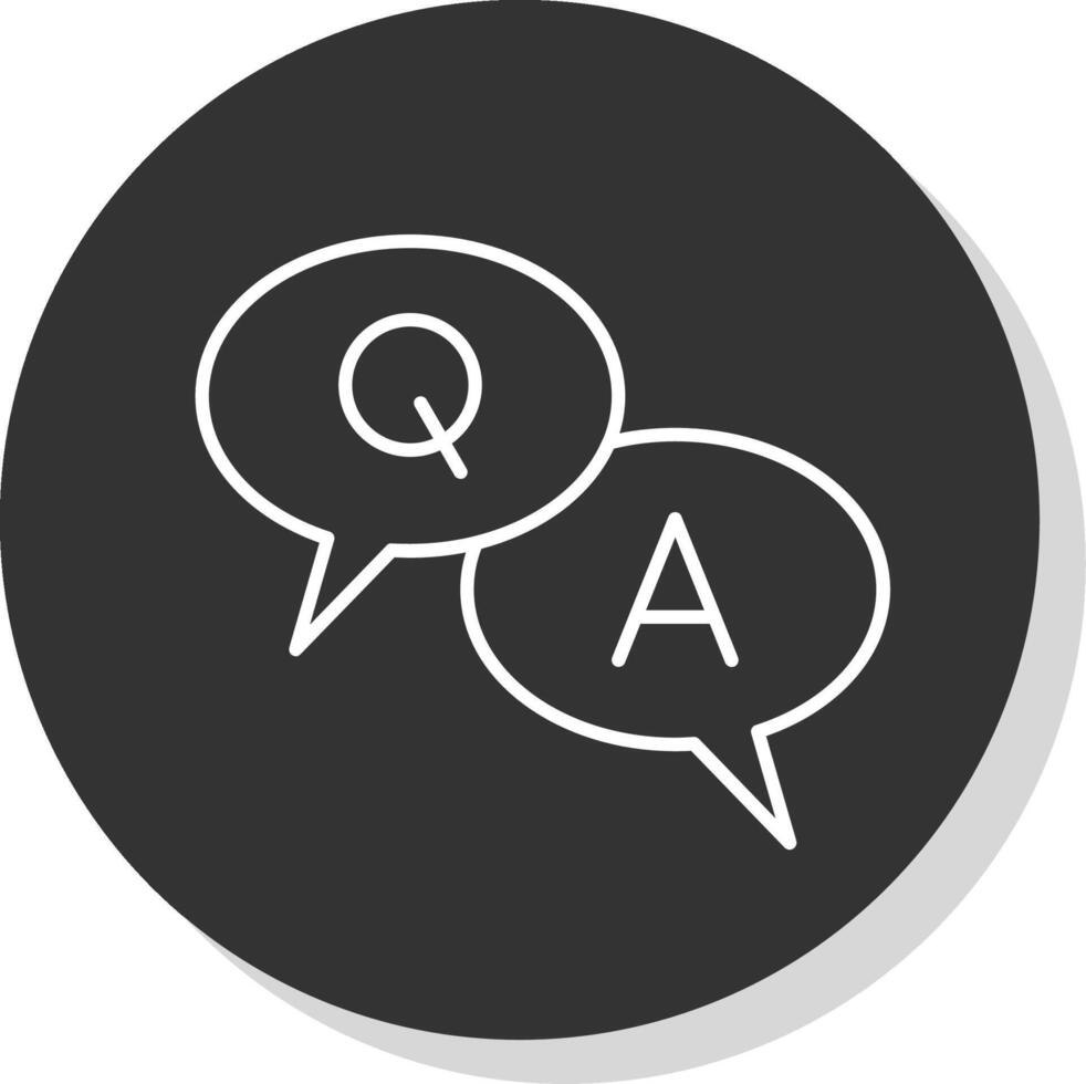 Question And Answer Line Grey Circle Icon vector