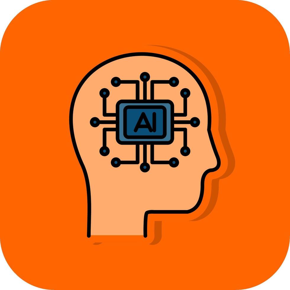 Artificial Intelligence Filled Orange background Icon vector