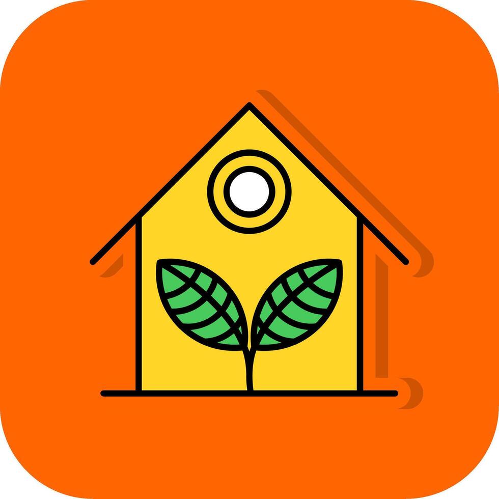 Greenhouse Filled Orange background Icon vector