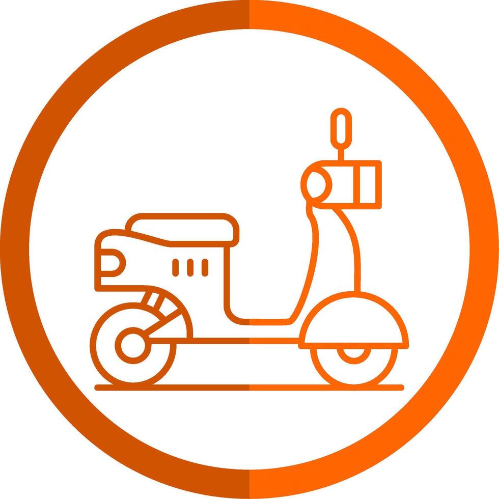 scooter línea naranja circulo icono vector