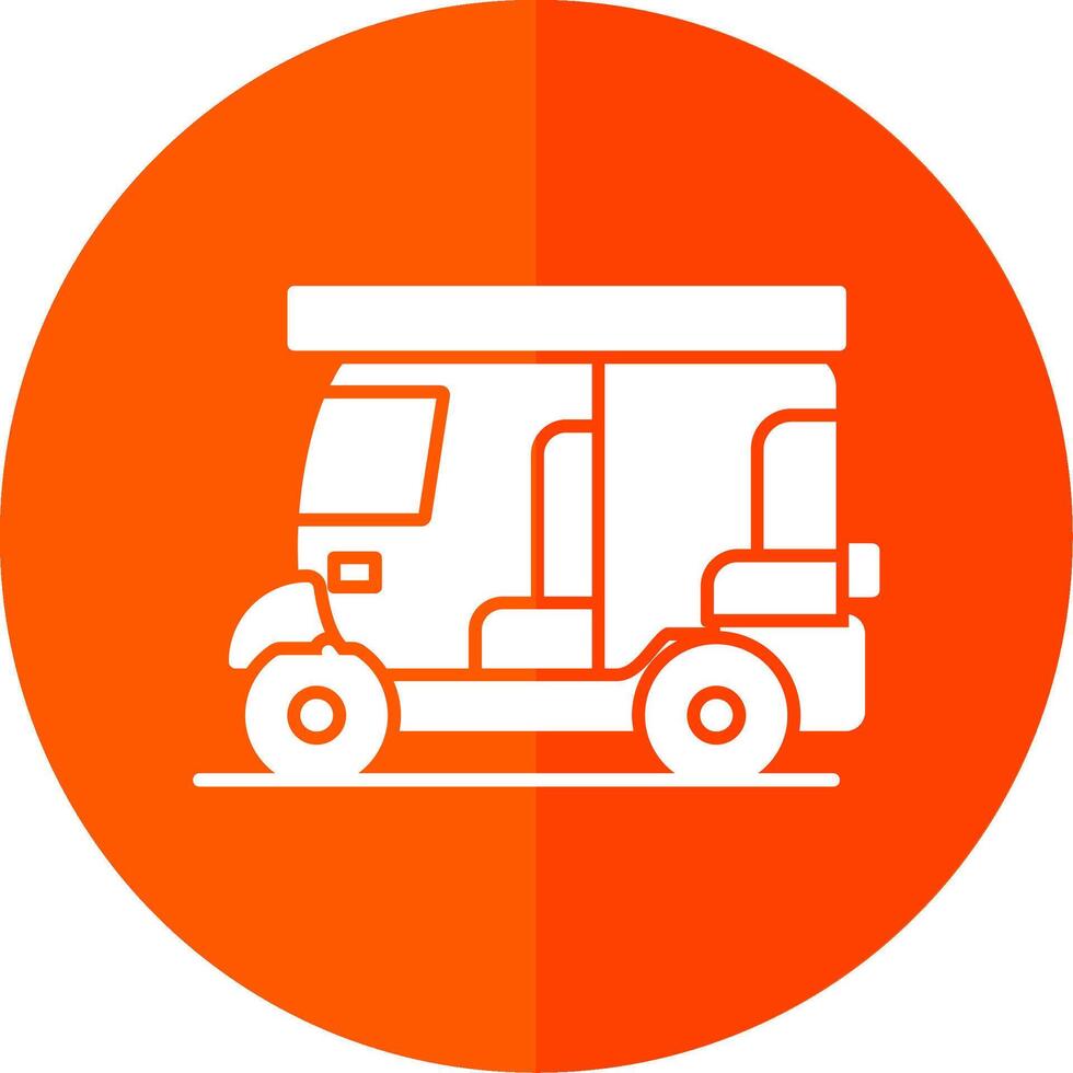 Rickshaw Glyph Red Circle Icon vector