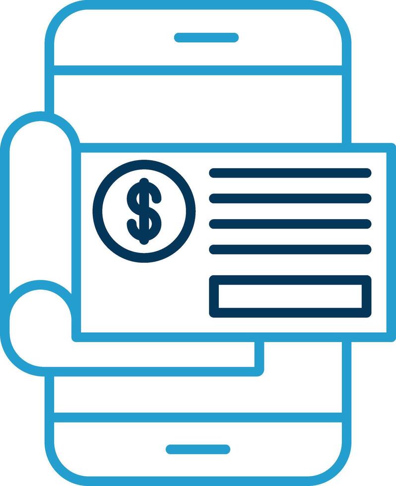 Bank Check Line Blue Two Color Icon vector
