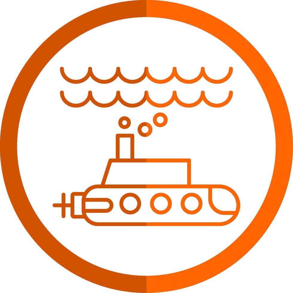 submarino línea naranja circulo icono vector