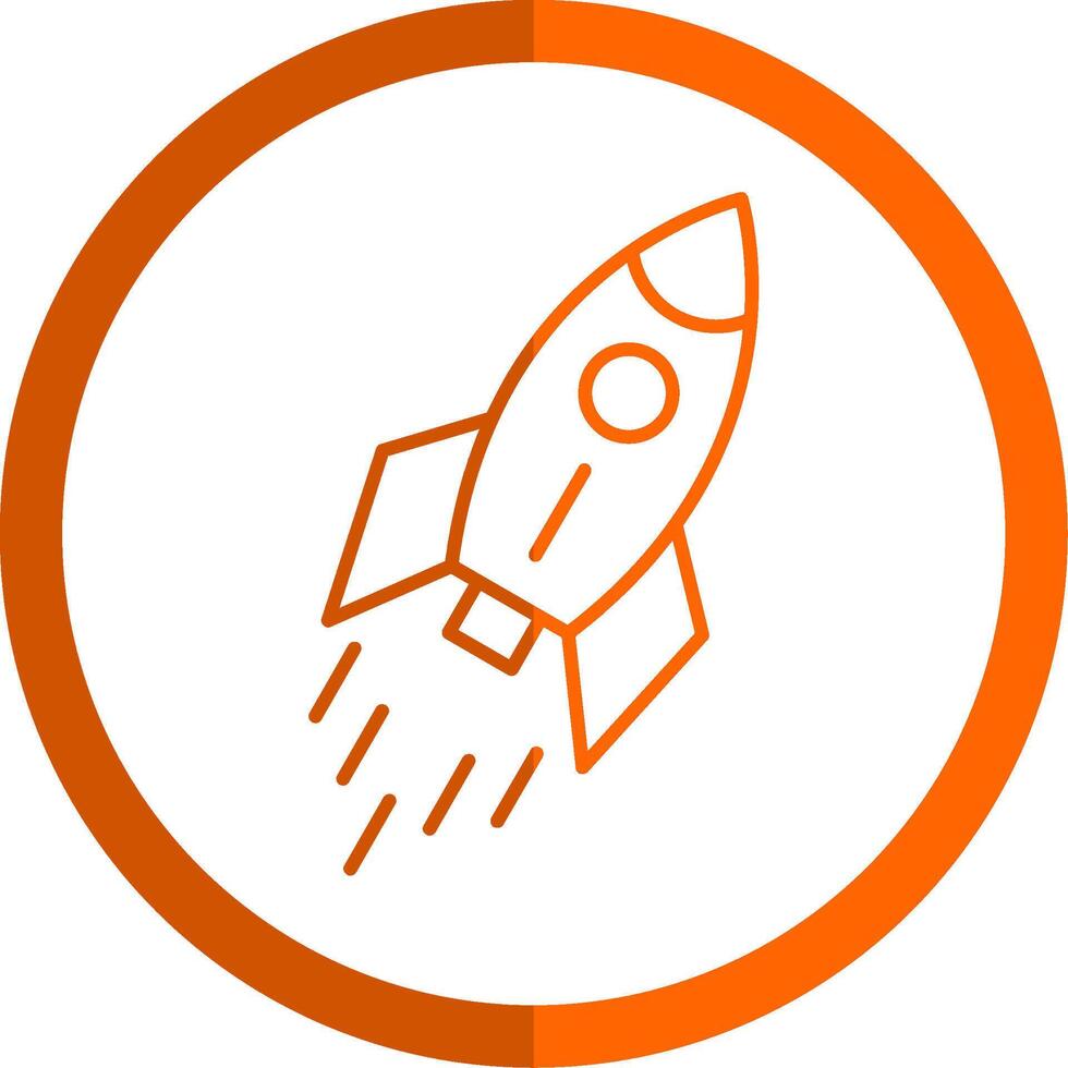 Rocket Line Orange Circle Icon vector