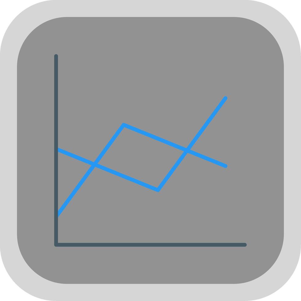 Line Chart Flat Round Corner Icon vector