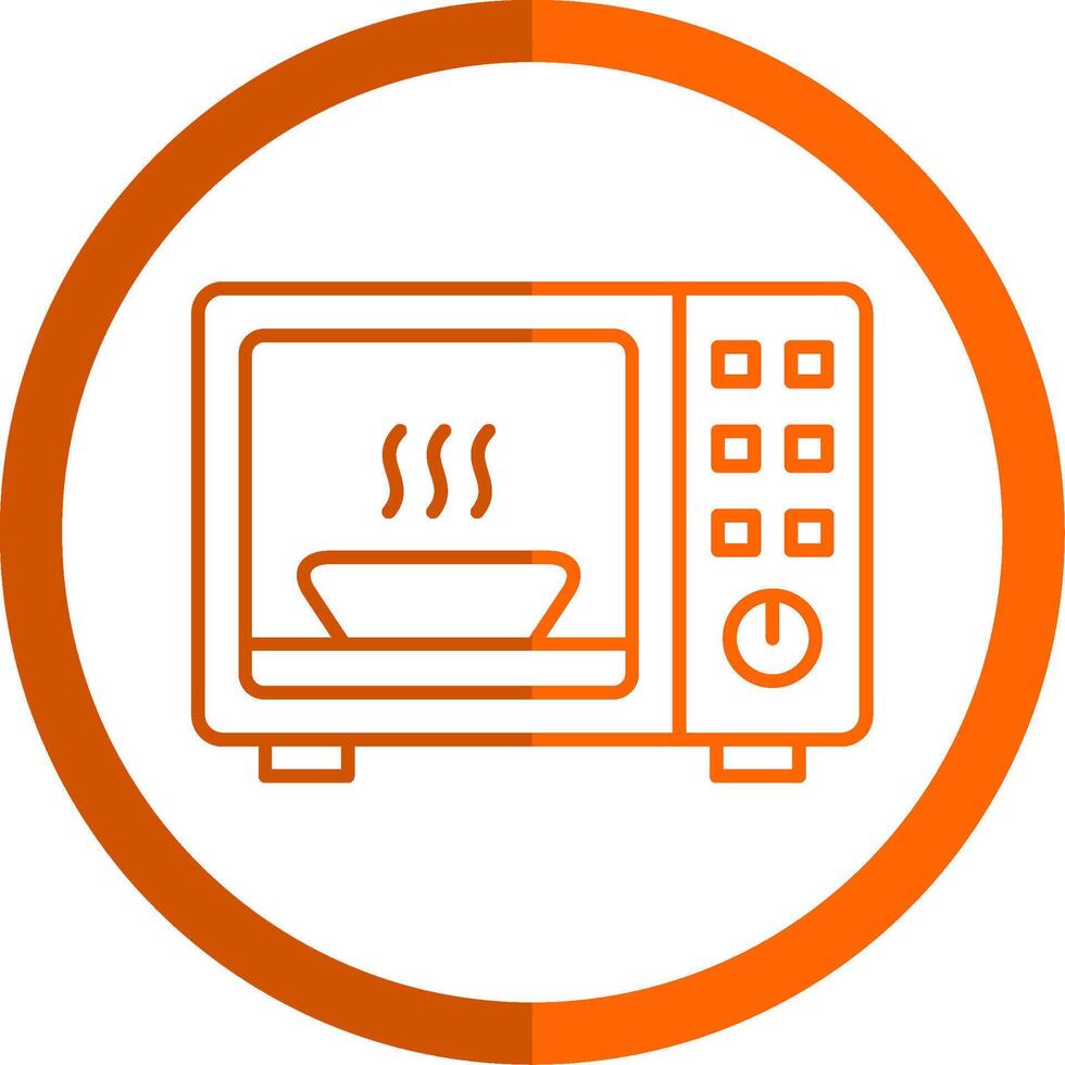 Microwave Line Orange Circle Icon vector