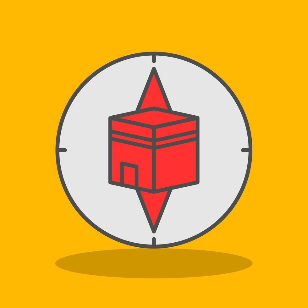 Qibla Compass Filled Shadow Icon vector