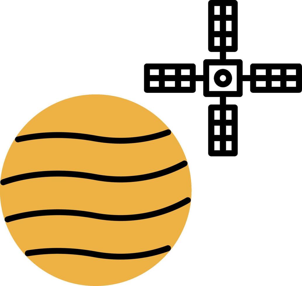 Venus With Satellite Skined Filled Icon vector