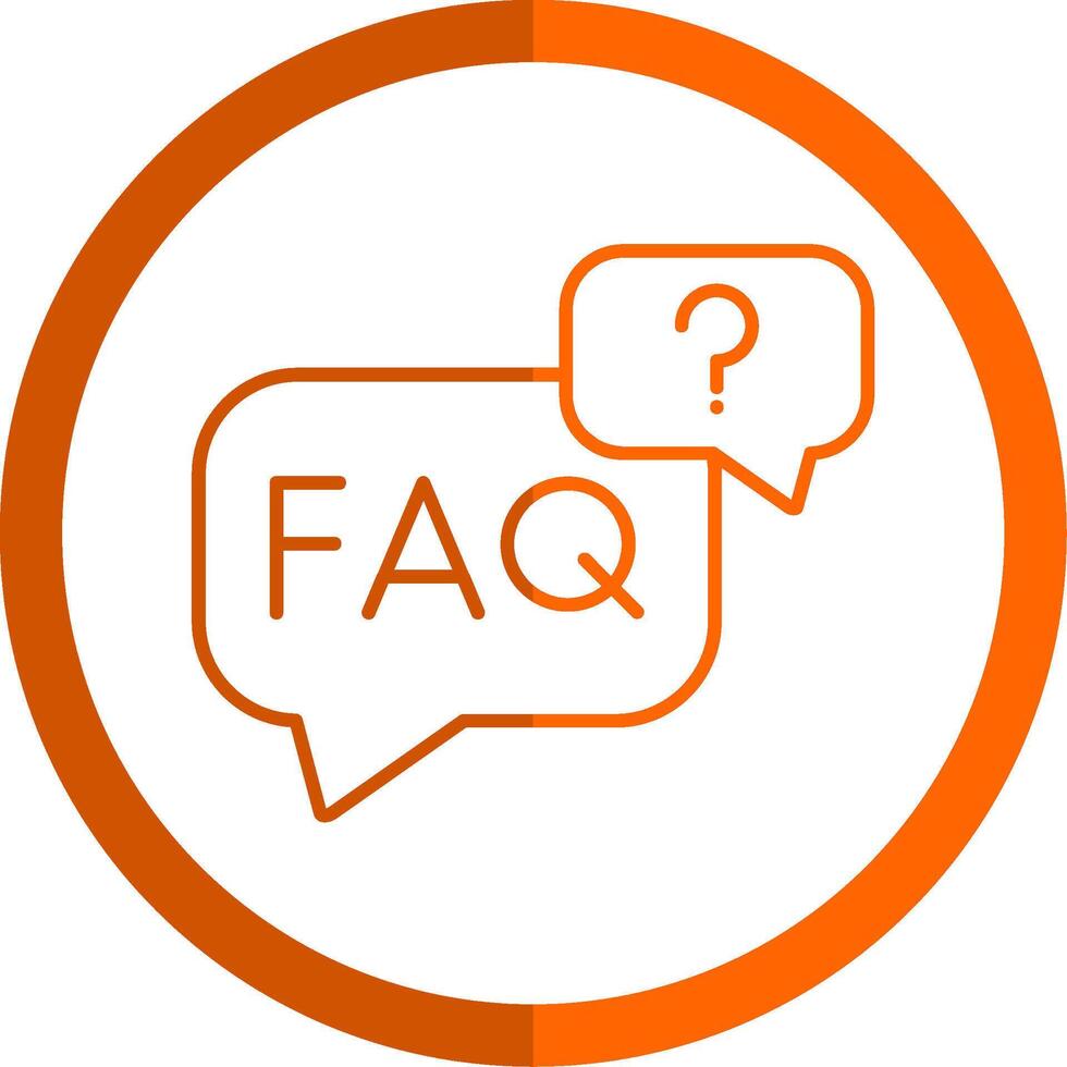 Faq Line Orange Circle Icon vector