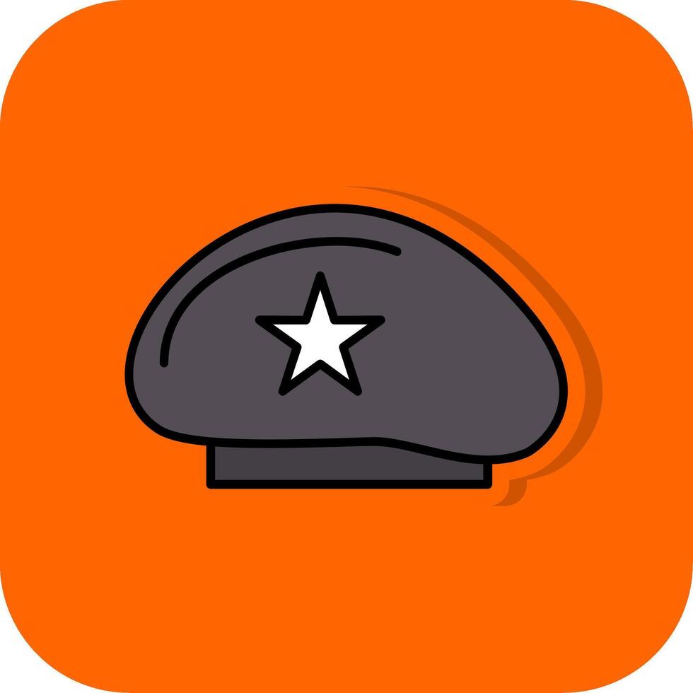Beret Filled Orange background Icon vector