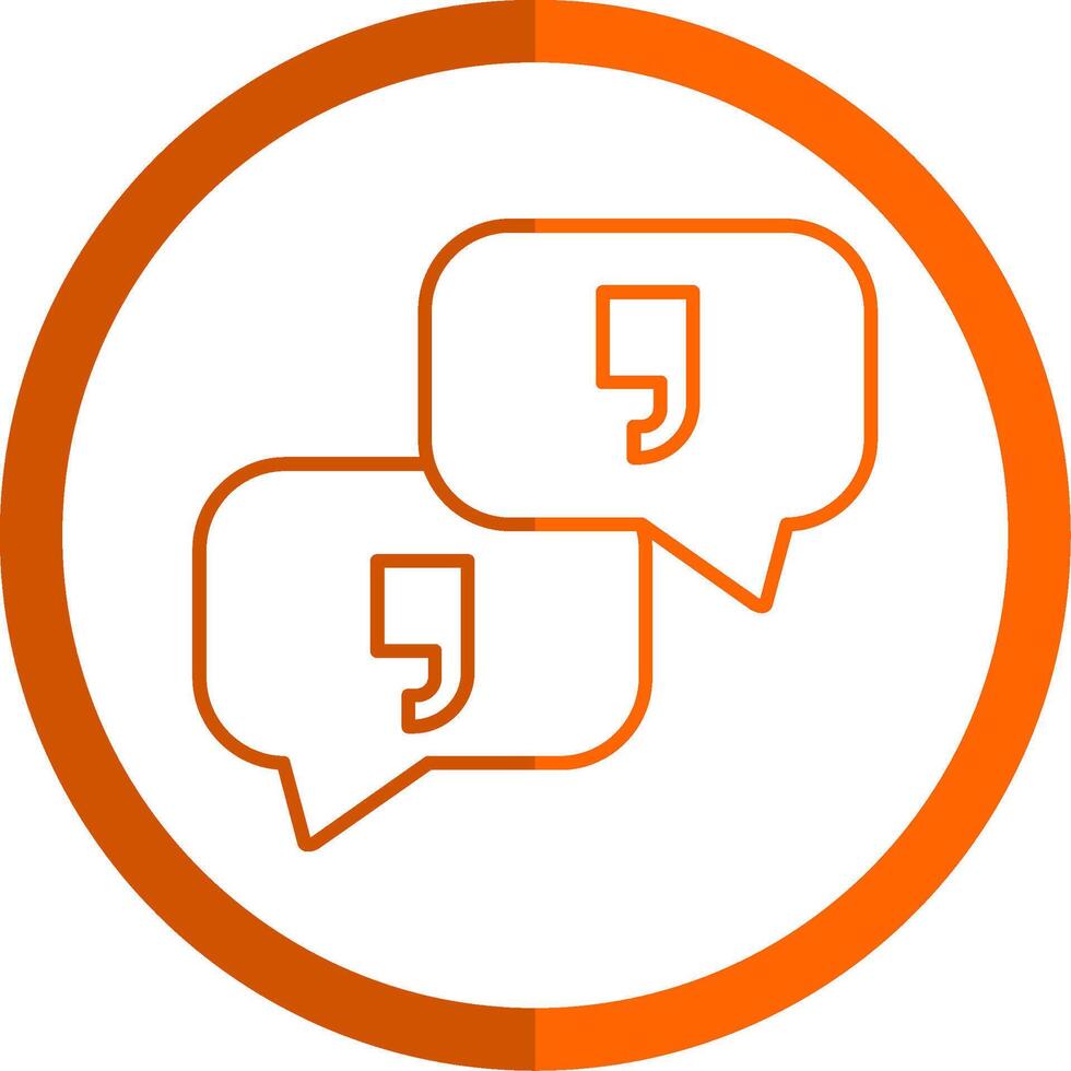 Quotation Line Orange Circle Icon vector