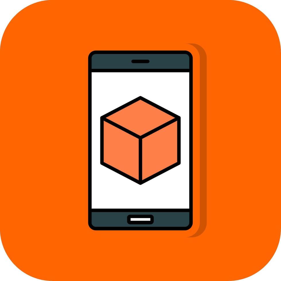 3d Filled Orange background Icon vector