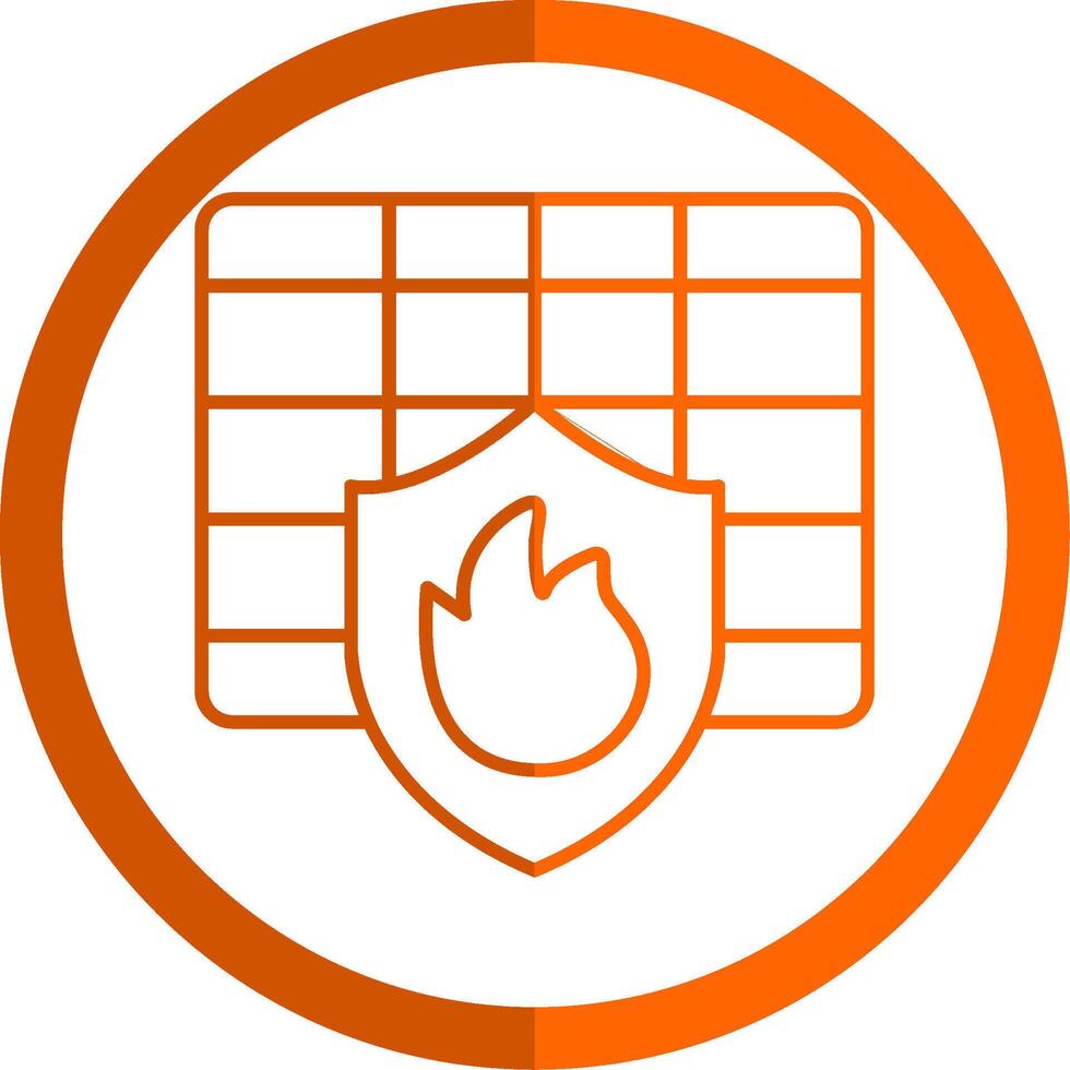 Firewall Line Orange Circle Icon vector