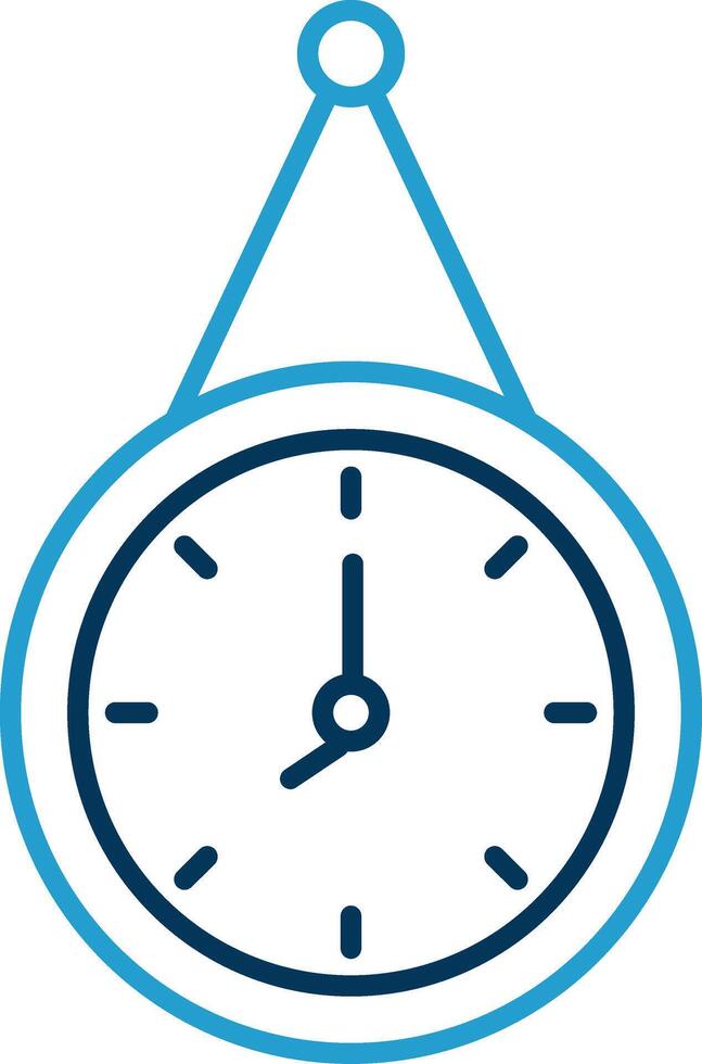 Wall Clock Line Blue Two Color Icon vector