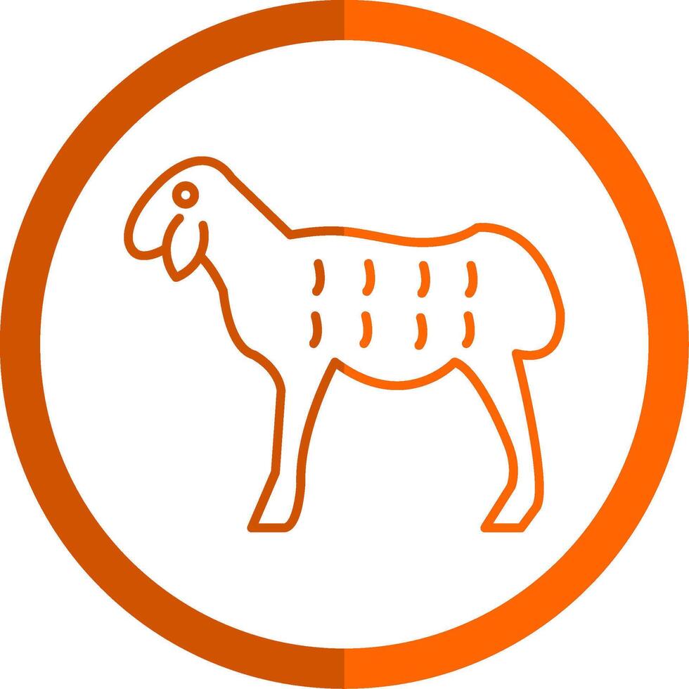Sheep Line Orange Circle Icon vector