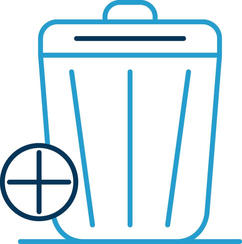 basura línea azul dos color icono vector