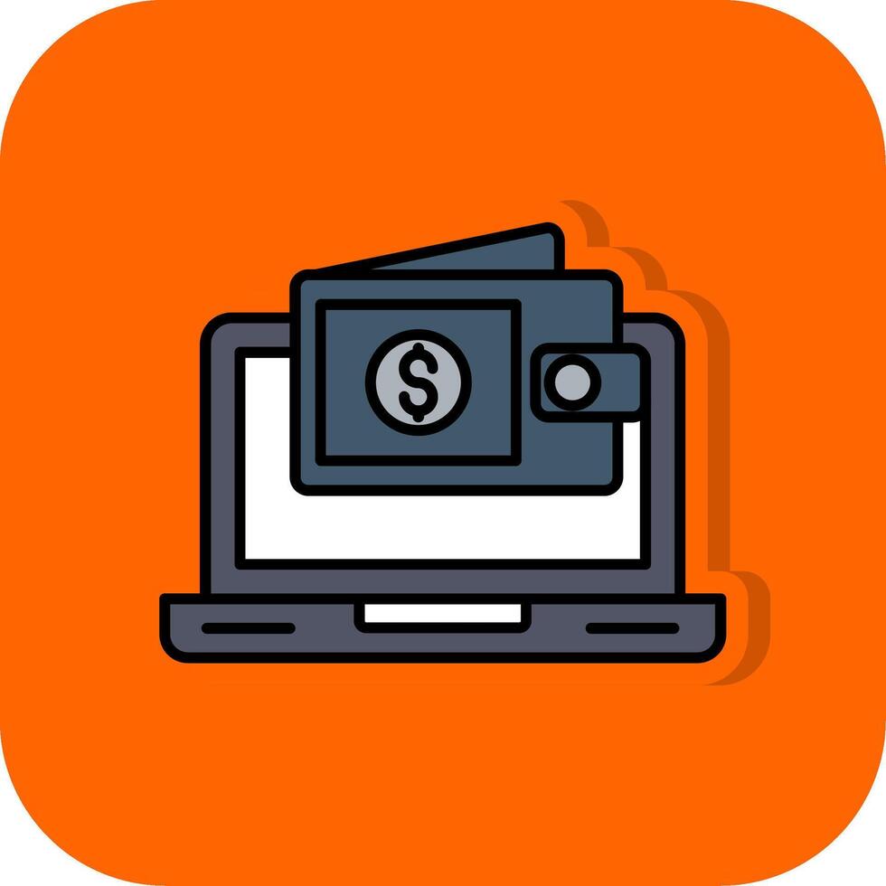 Ewallet Filled Orange background Icon vector