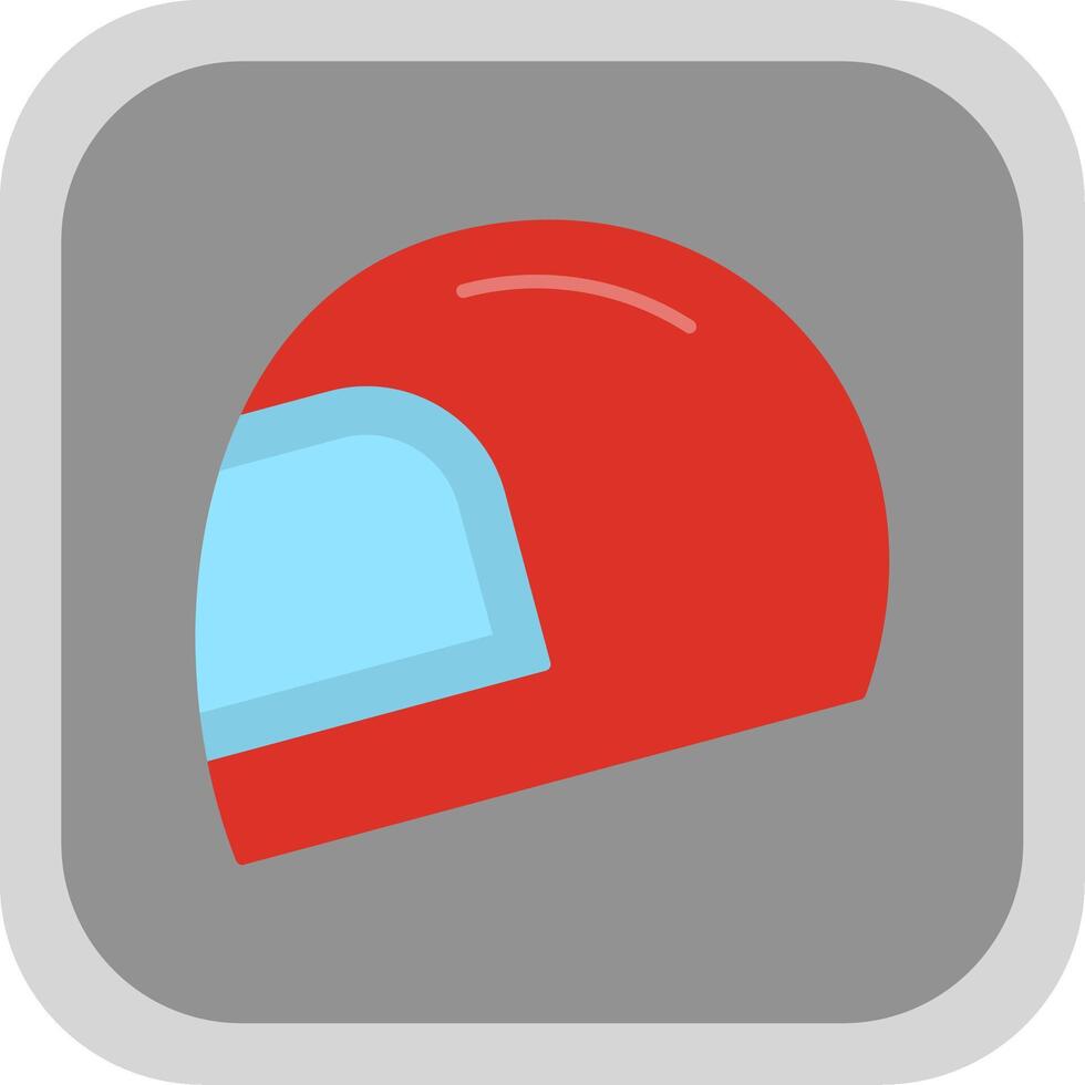 Helmet Flat Round Corner Icon vector