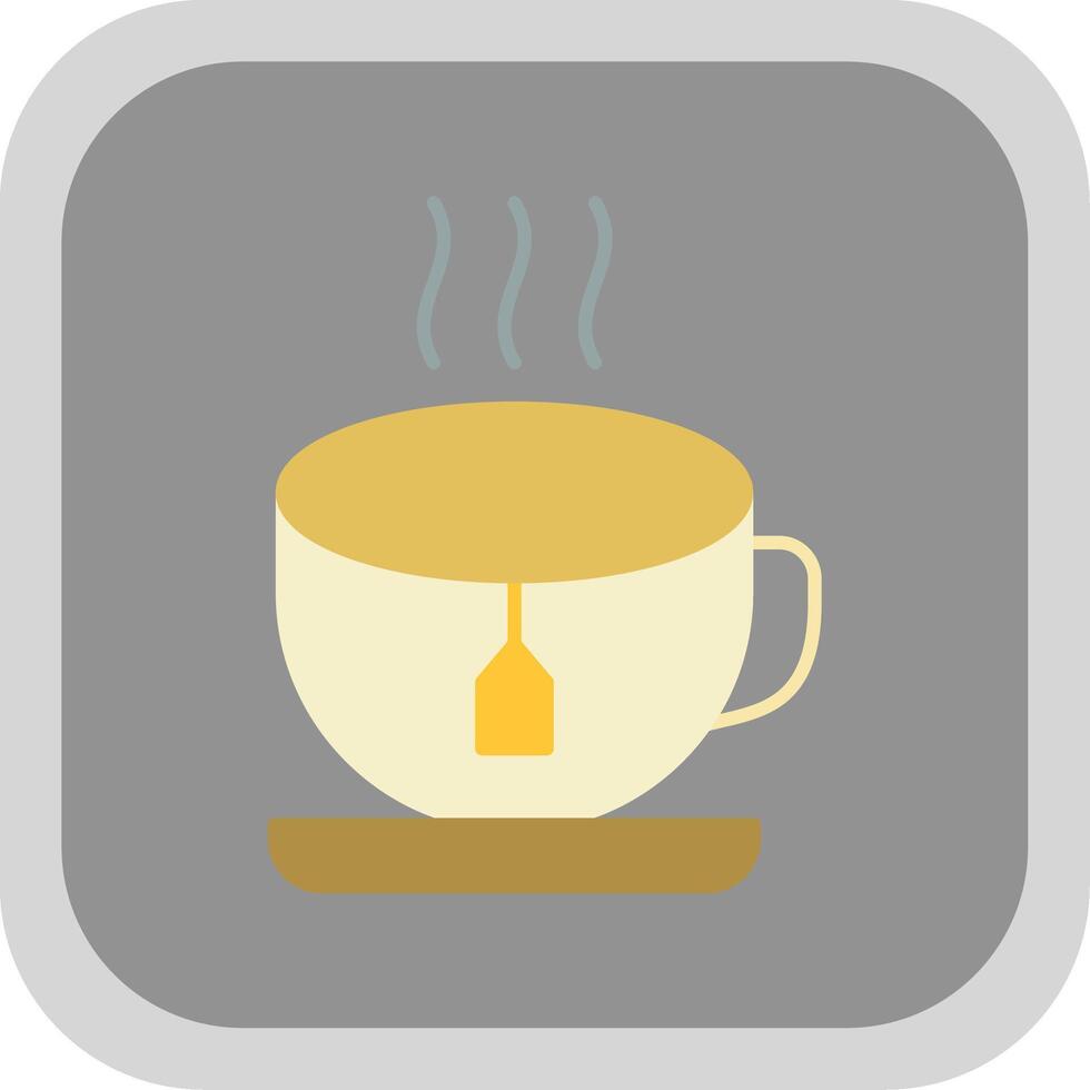 té plano redondo esquina icono vector