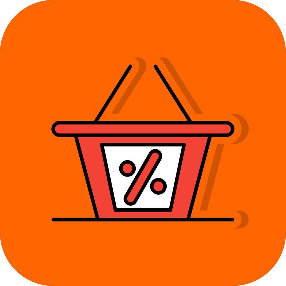 Shopping Basket Filled Orange background Icon vector