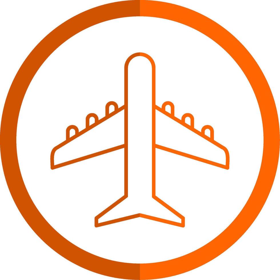 Plane Line Orange Circle Icon vector