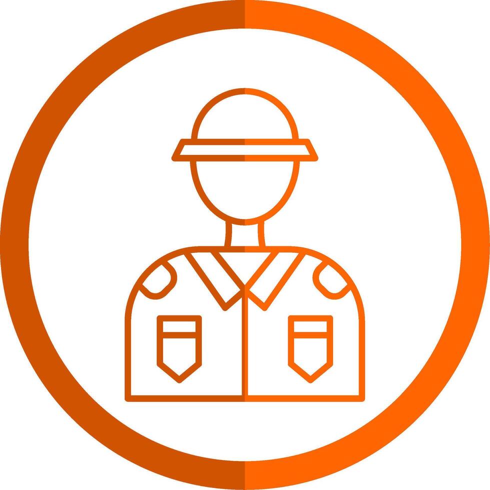 Soldier Line Orange Circle Icon vector