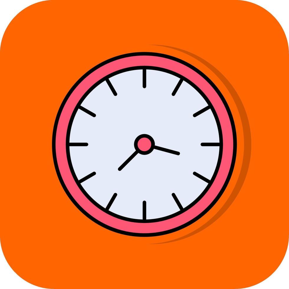 Clock Filled Orange background Icon vector