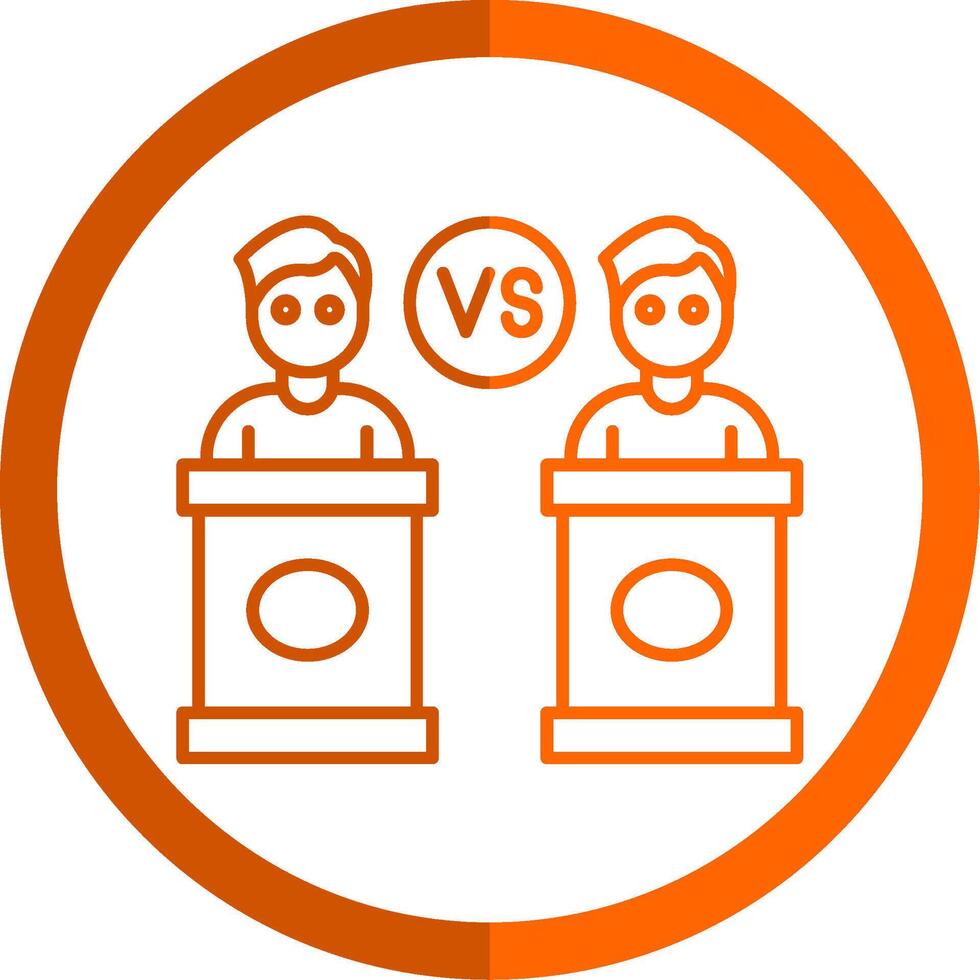 debate línea naranja circulo icono vector