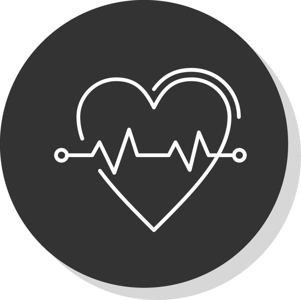 Heart Rate Line Grey Circle Icon vector