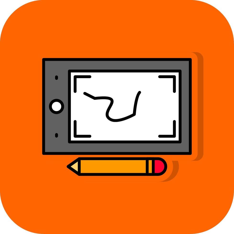 Pen Tablet Filled Orange background Icon vector