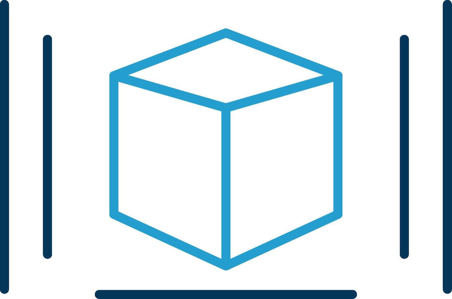 3d Modeling Line Blue Two Color Icon vector