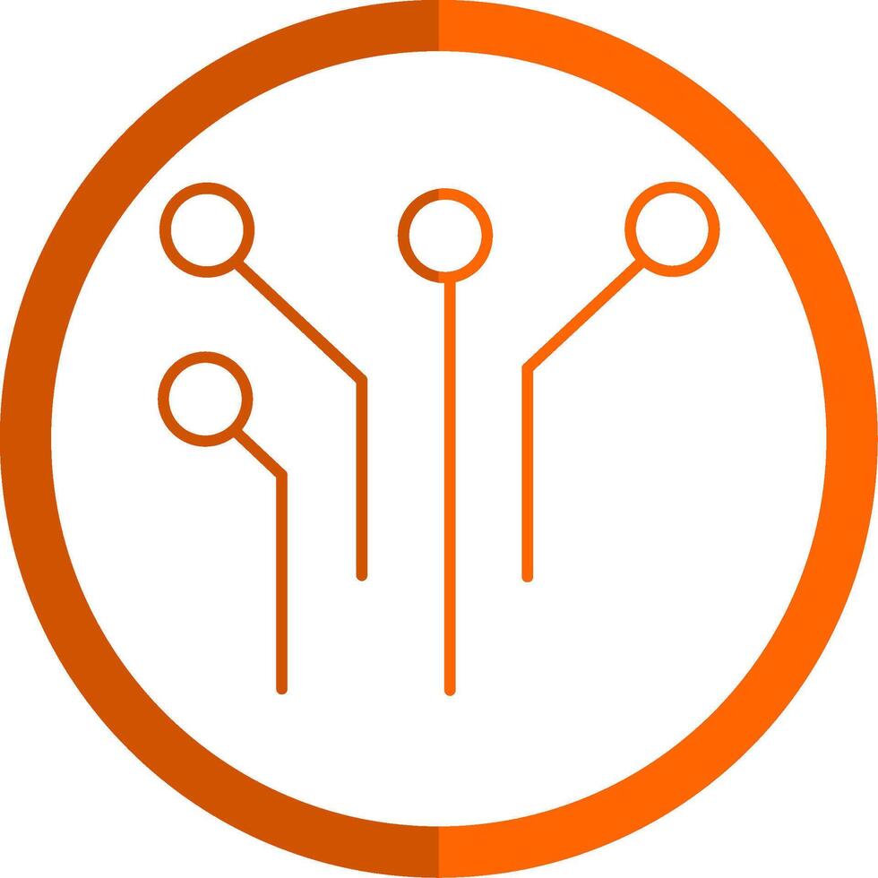 Electronic Circuit Line Orange Circle Icon vector
