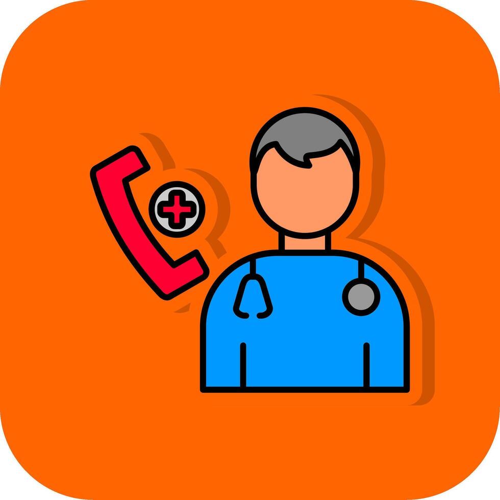 Phone Call Filled Orange background Icon vector