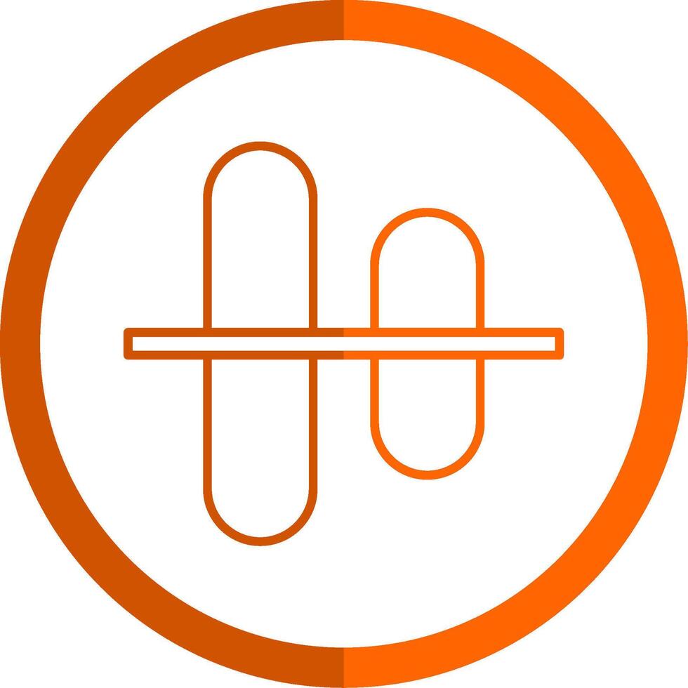 Vertical Align Centre Line Orange Circle Icon vector