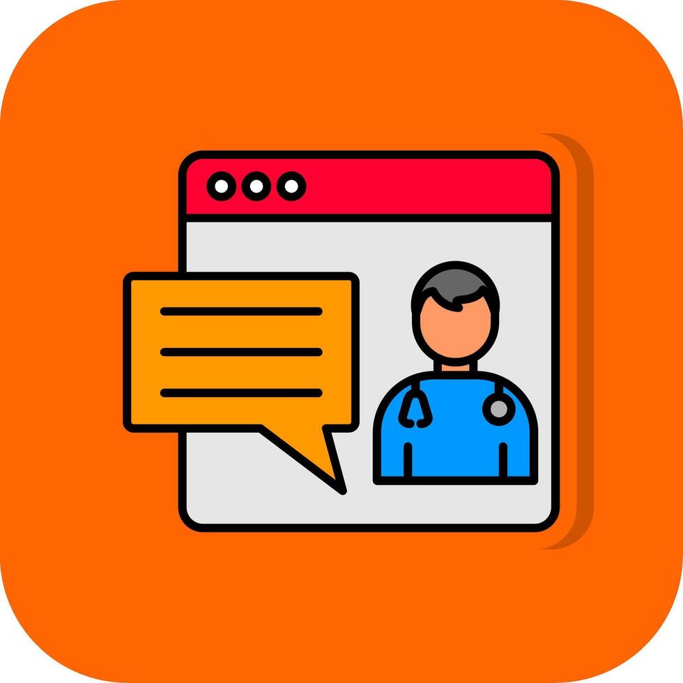 Online Doctor Filled Orange background Icon vector