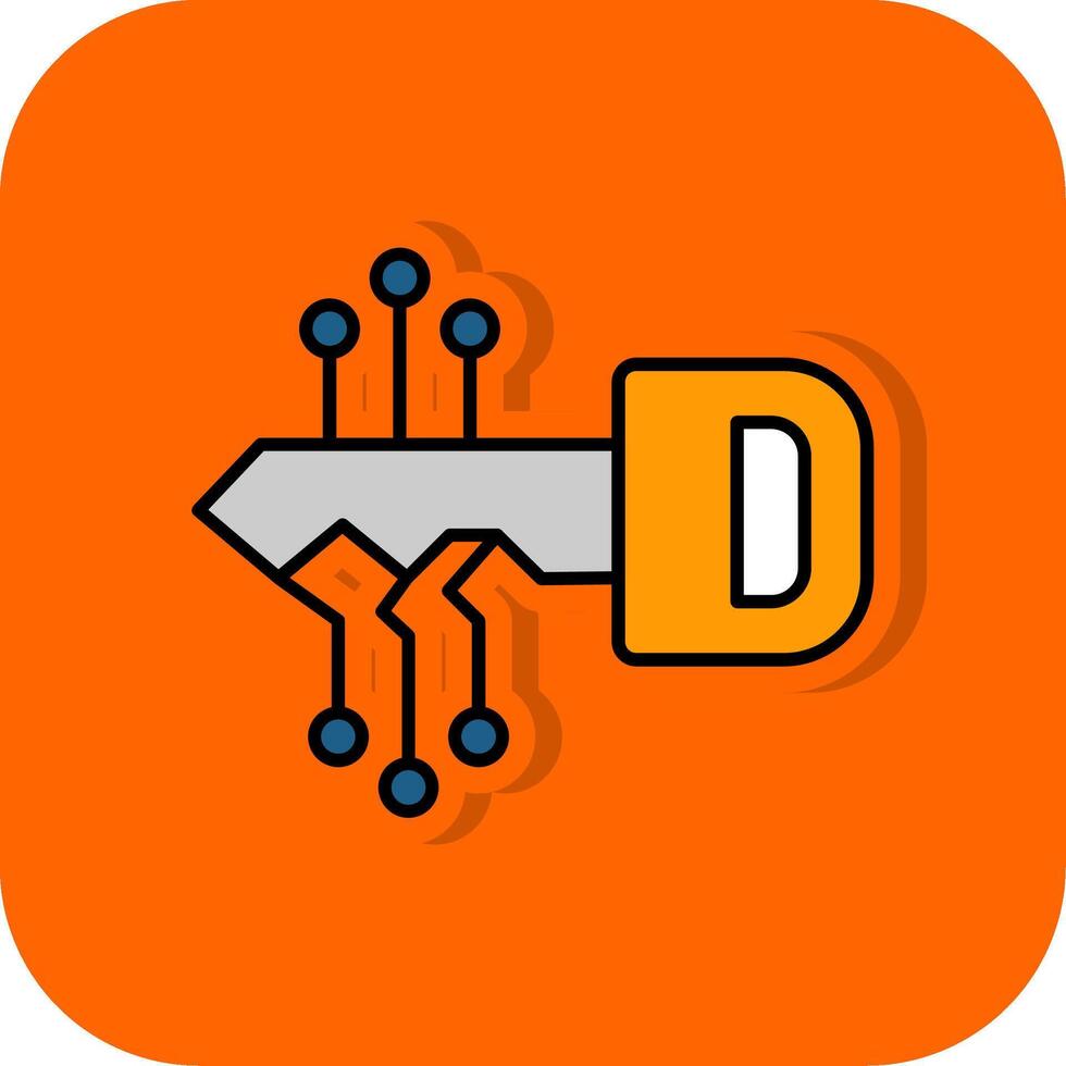 Key Filled Orange background Icon vector