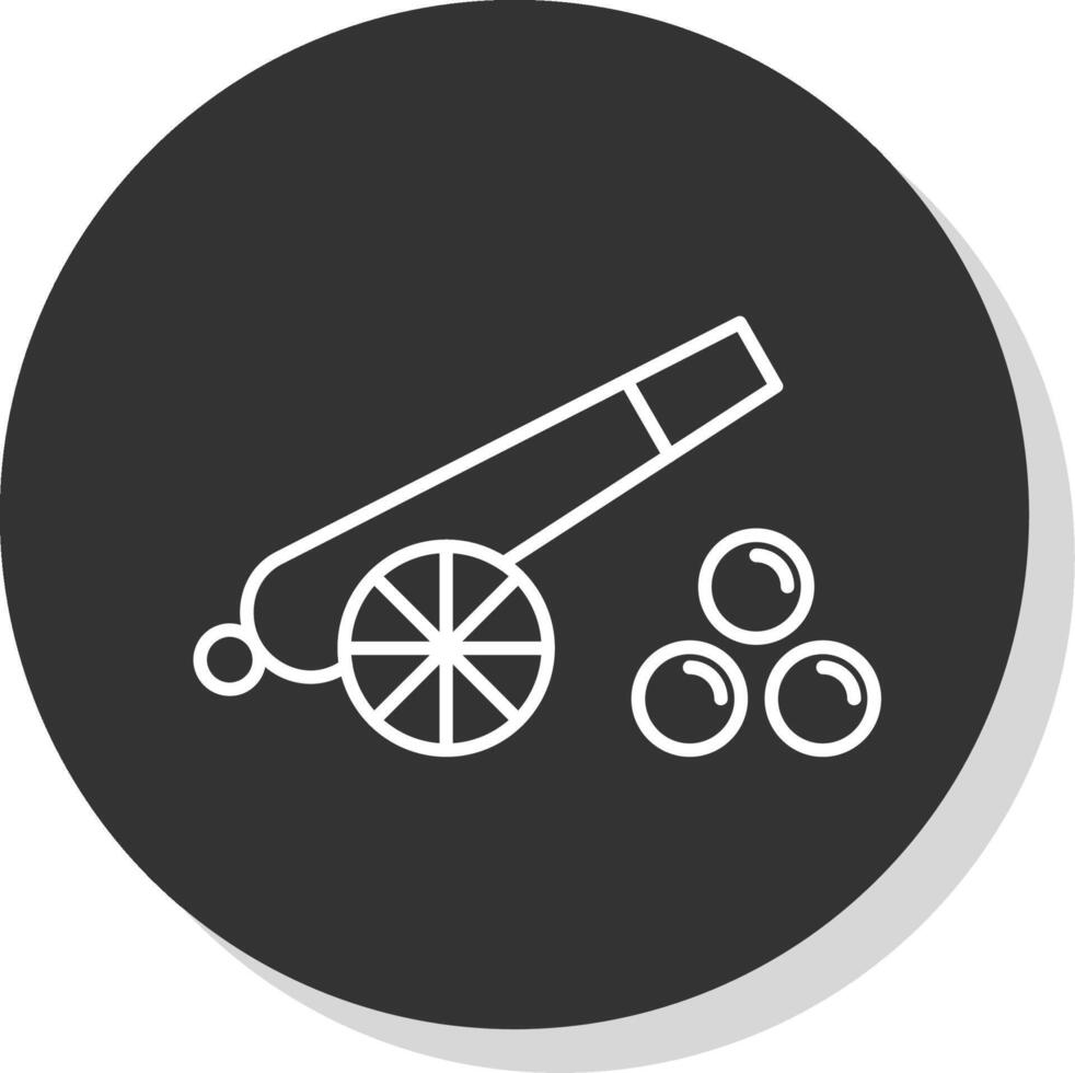 Cannon Line Grey Circle Icon vector