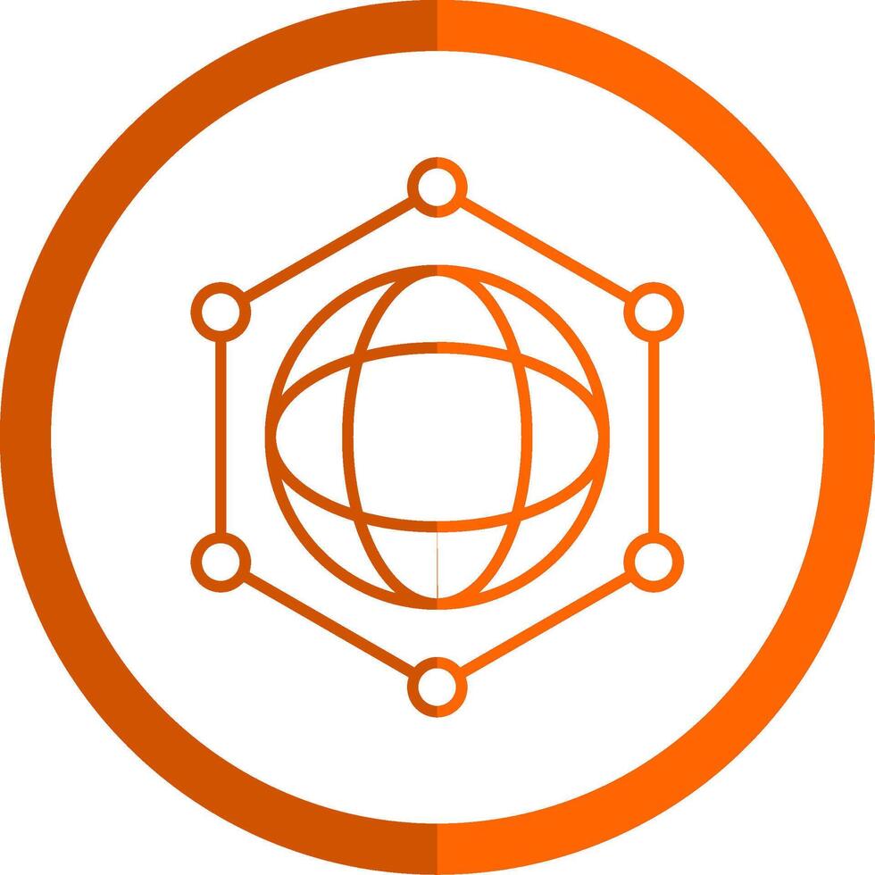Network Line Orange Circle Icon vector