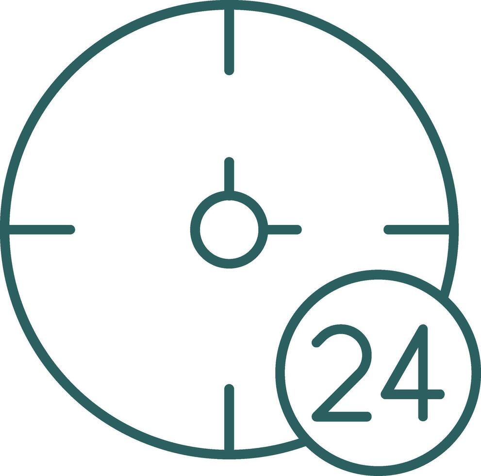 24 horas línea degradado redondo esquina icono vector