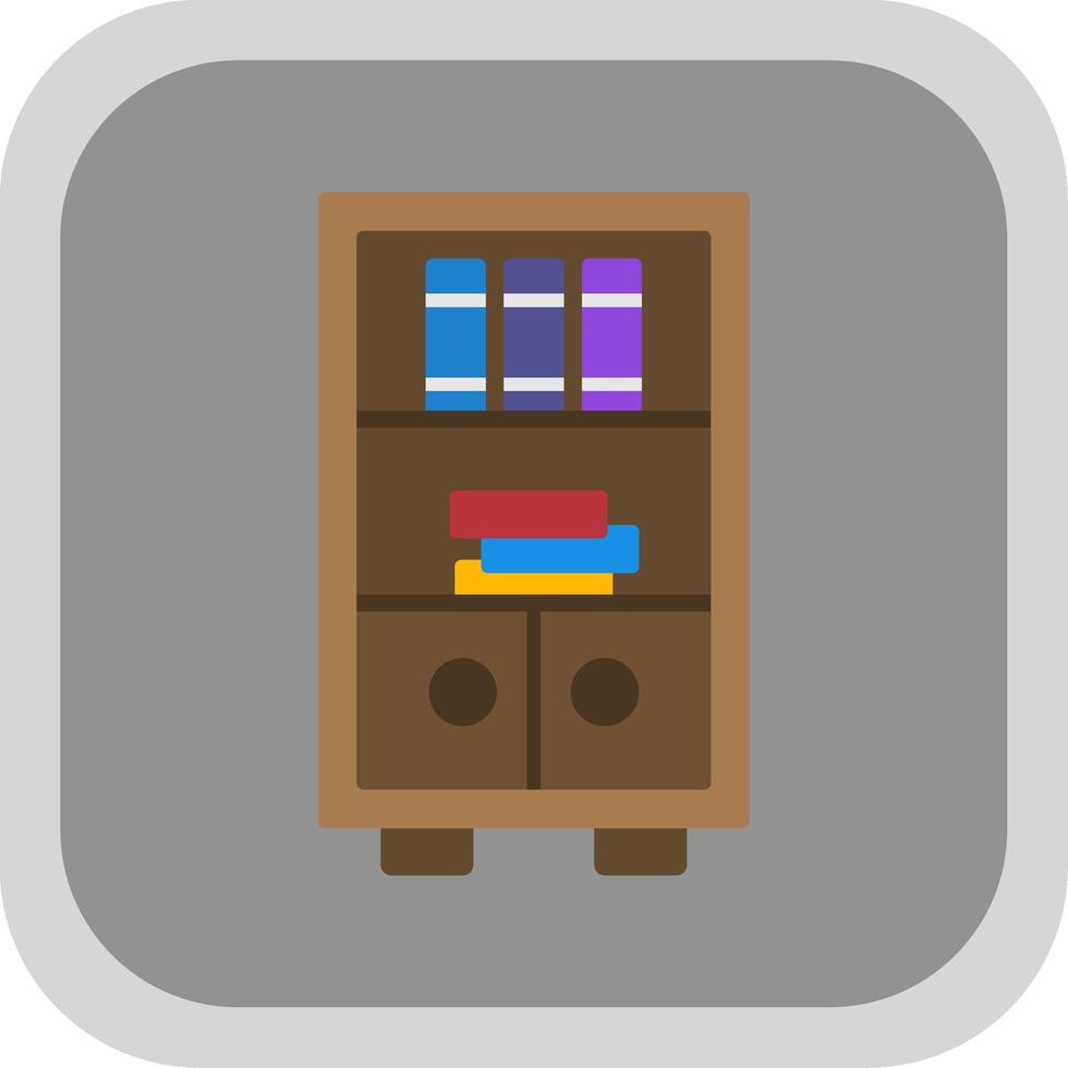 Book Shelf Flat Round Corner Icon vector