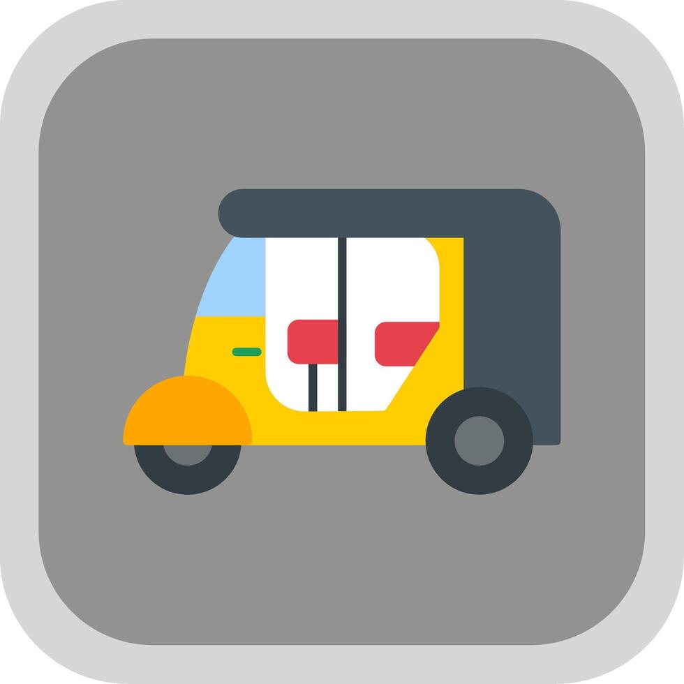 Rickshaw Flat Round Corner Icon vector