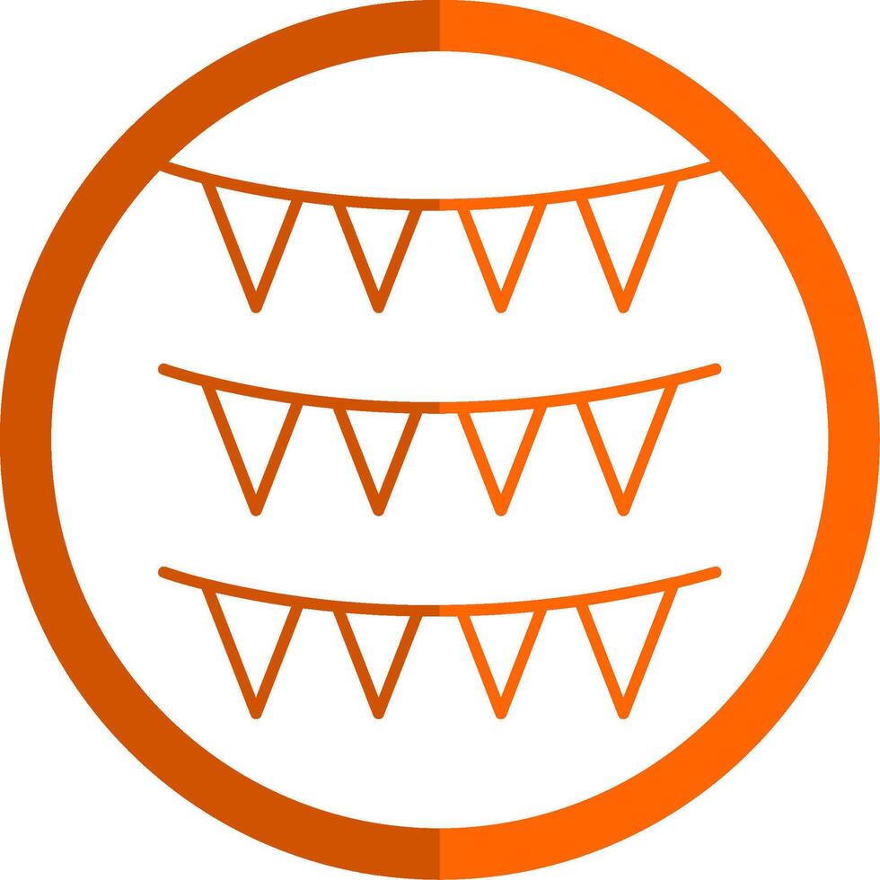 Bunting Line Orange Circle Icon vector